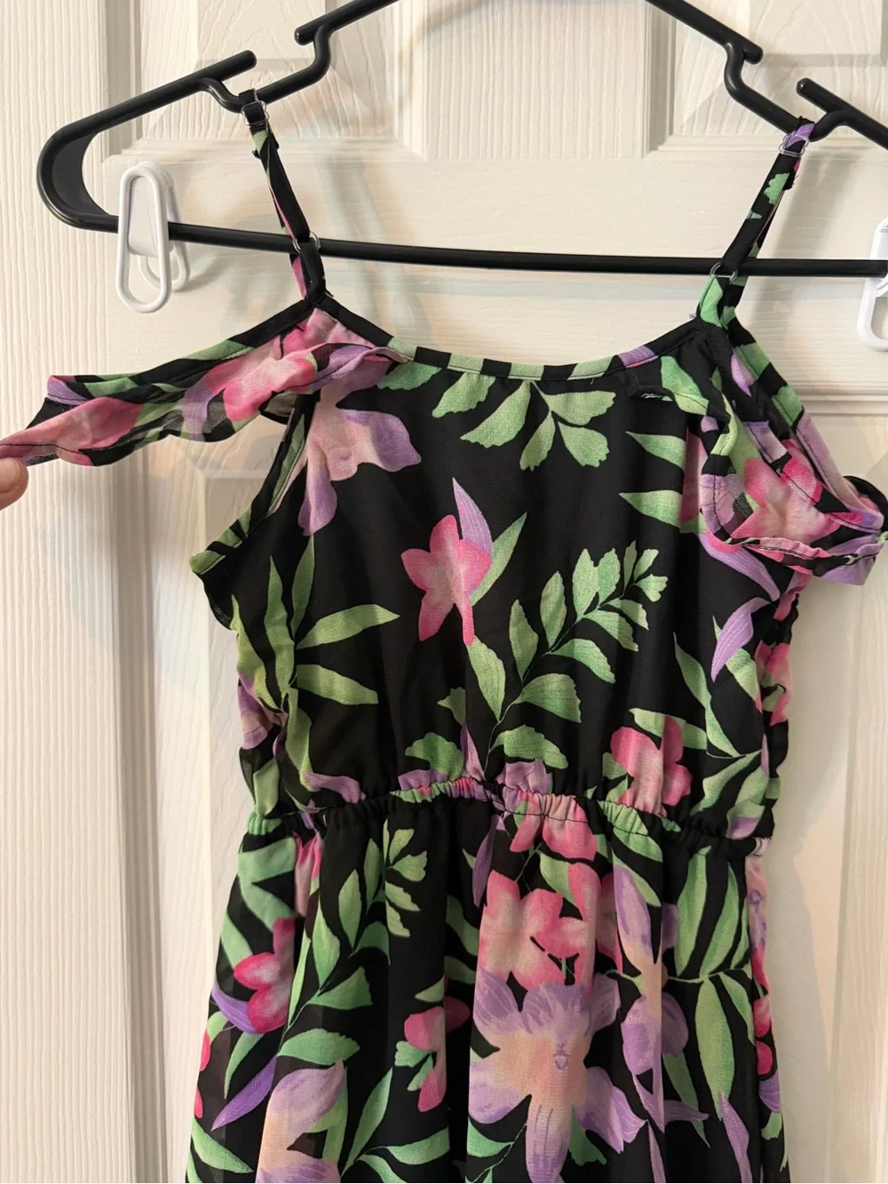 The Children's Place Black Floral Sundress with Pink & Purple Blooms